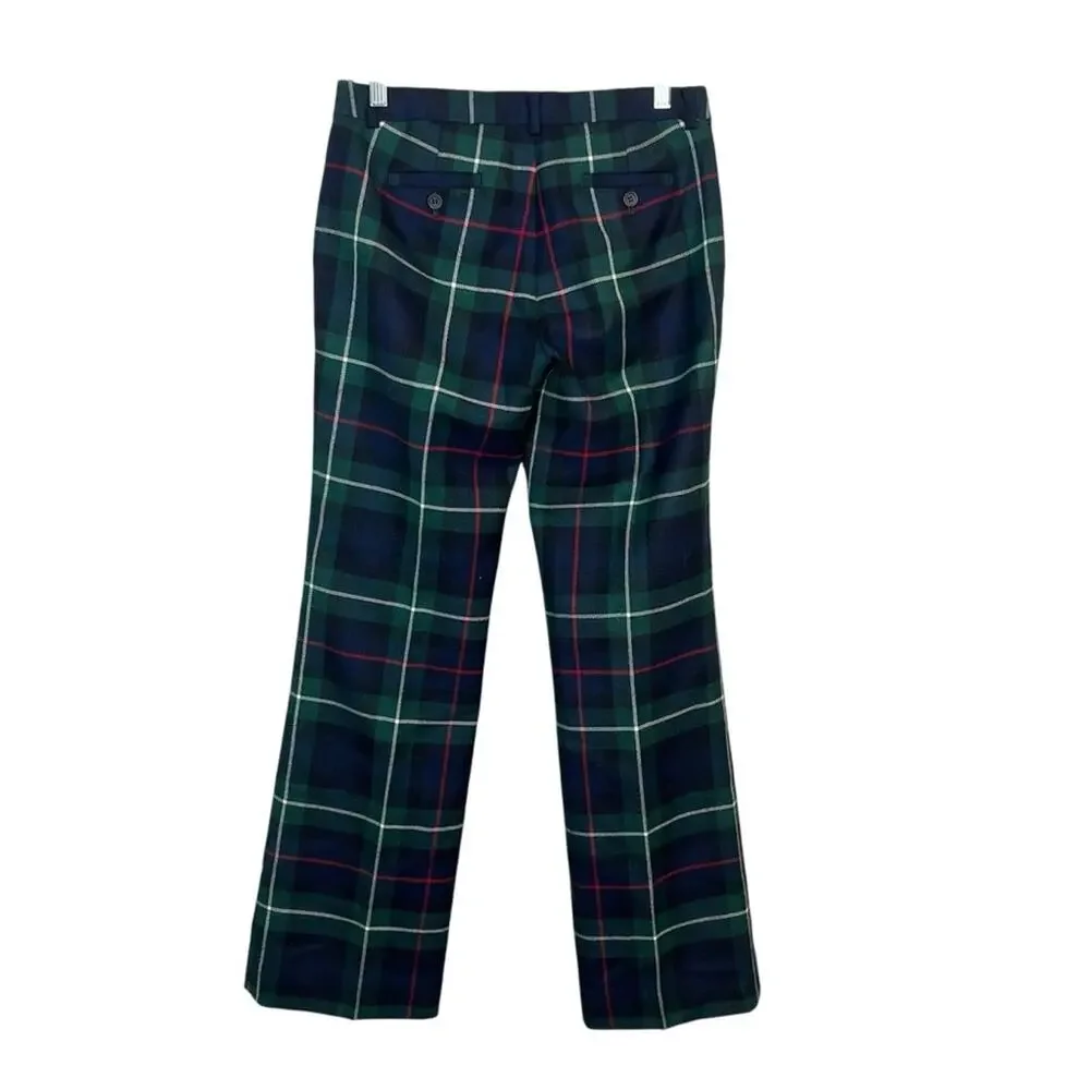 J. Crew City Fit Wool Trousers Navy Plaid sz 2 *flawed*